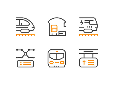 Railroad Icons color flat icon line outline railroad symbol