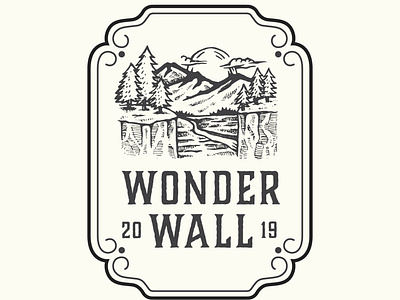 Wonder wall vintage adventure classic handraw illustration vintage