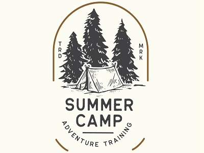 summer camp adventure camp classic design handmade handraw illustration outdoor vintage