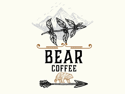 bear coffee classic coffee graphic design handmade handraw illustration vintage