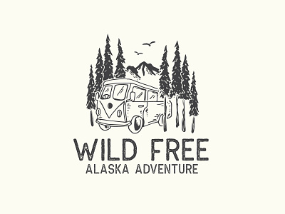 wild free adventure camp classic handmade handraw illustration outdoor vintage wild