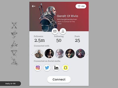 Daily UI - 06 : User Profile design ui