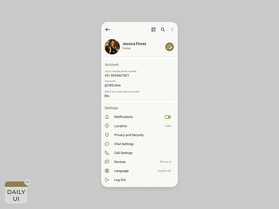 Daily UI - 07 : Settings design ui