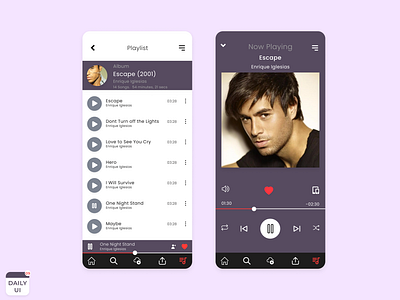 Daily UI - 09 : Music Player design ui