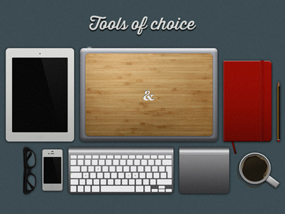 Tools of choice coffee glasses illustration ipad iphone keyboard macbook moleskine trackpad