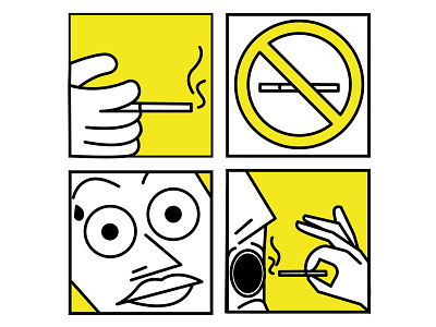 No Smoking art colourful comic design funny graphic illustrated illustration line pop smoking yellow