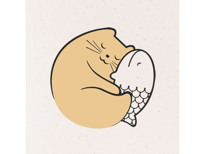 sjaak & fred cat cosy fish illustration letterpress moetmoet