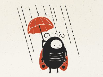 Lille, the ladybug bug illustration letterpress rain