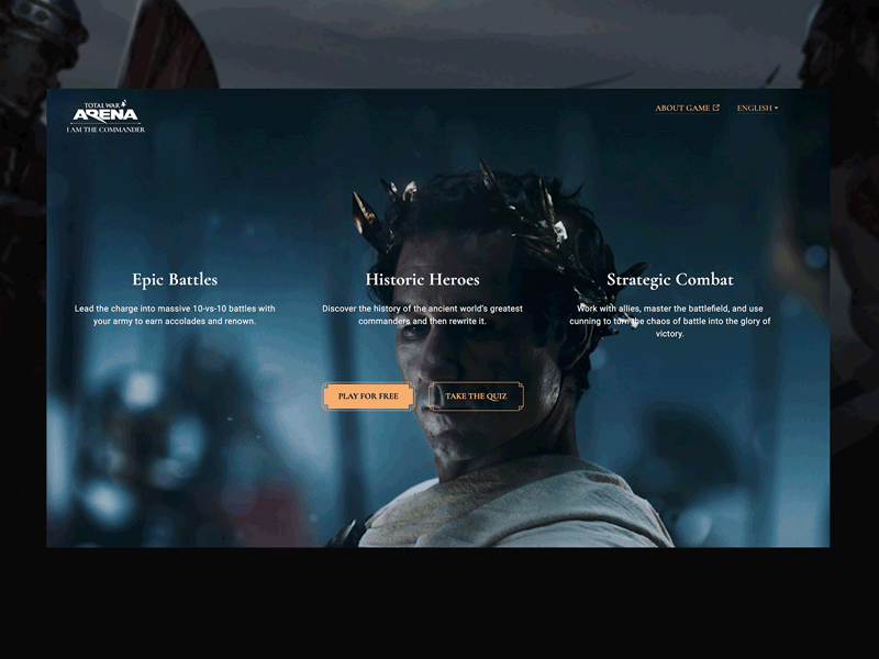 Total War Arena: I am the Commander webdesign wargaming ux ui promo interface inspiration graphic digital design