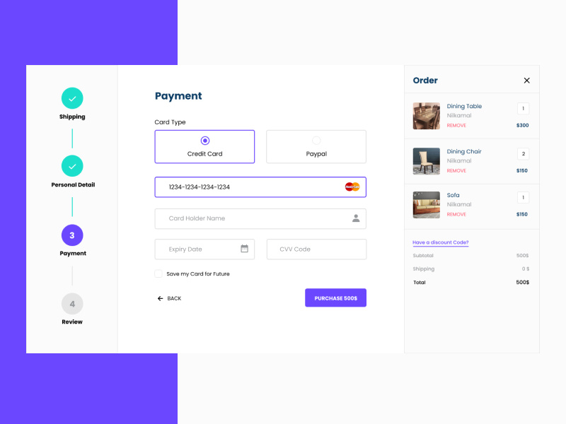 Checkout Page UI by Mohamed Mafaz P R on Dribbble