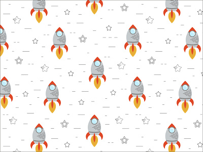 Rockets in space seamless pattern collection