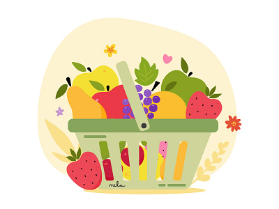 Shopping basket full of fruits