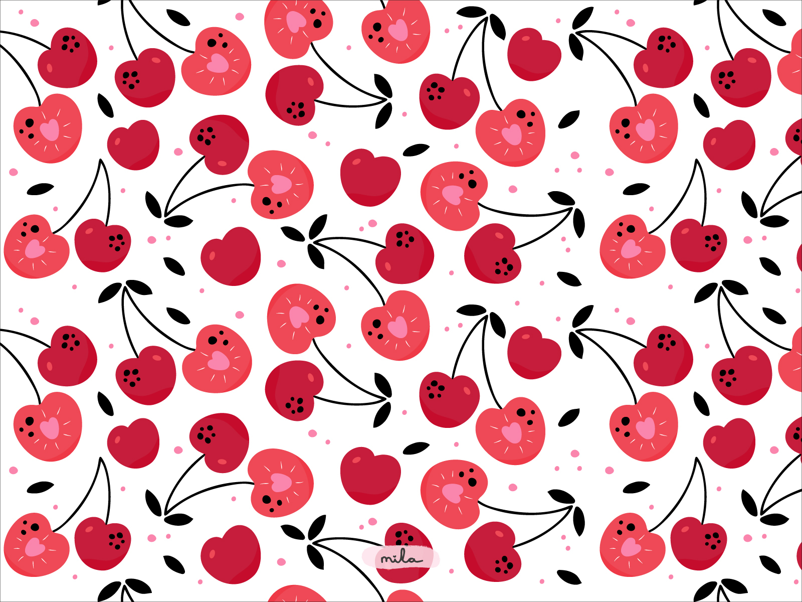 Cute cherry pattern by Mila Dobraya on Dribbble