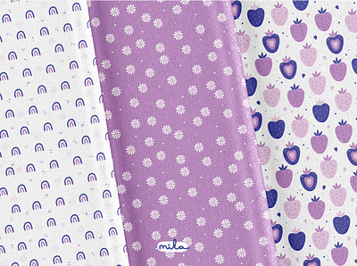 Cute seamless patterns collection Very Peri colors very peri