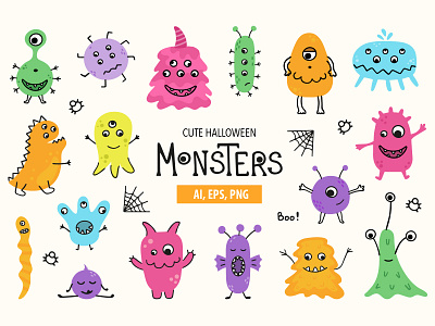 Cute halloween monsters