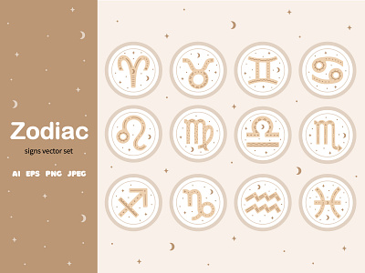 Zodiac signs vector set