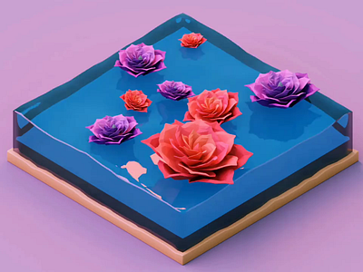 Floating flowers 3d 3d illustration blender floating flowers illustration lowpoly