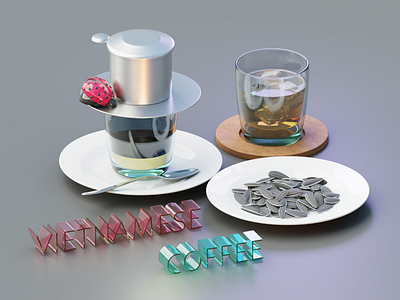 Vietnamese Coffee 2022 3d 3d illustration blender coffee design illustration ladybug nuts tea vietnam