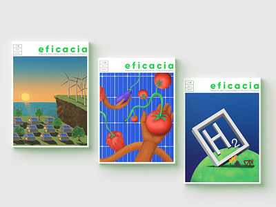 Illustrated covers for a science magazine