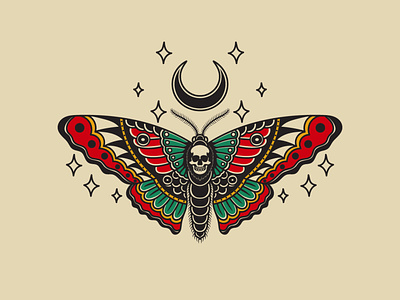 Deadly Moth butterfly design graphic design illustration moth tattoo old school tattoo retro skull traditional tattoo vector