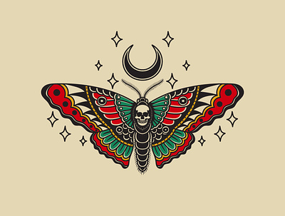 Deadly Moth butterfly design graphic design illustration moth tattoo old school tattoo retro skull traditional tattoo vector