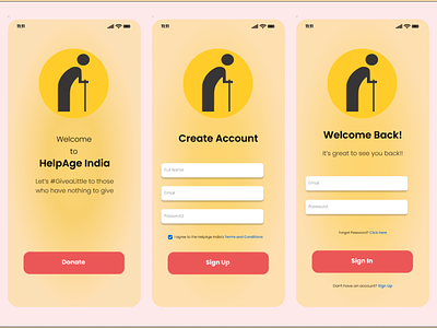 HelpAge India Onboarding Screens app branding dailyui design ui ux