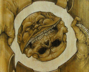 Opposites acrylic drawing hunger illustration la muerta pencil teeth wood yang yin