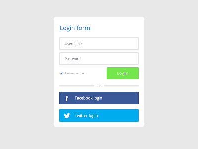 Simple flat login box block box flat form ico icon icons login social ui widget