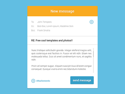 Flat messages block block email flat free freebie mail message popup widget window