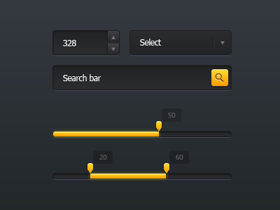 Small Dark Ui Kit input kit search bar select slider ui