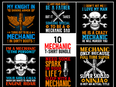 Mechanic T-Shirt Design Bundle