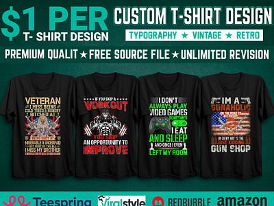 Custom, Bulk, Trendy, Typography T-Shirt Design Bundle