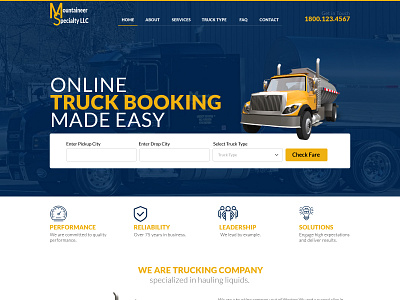 Website UI Design for Truck Booking Company