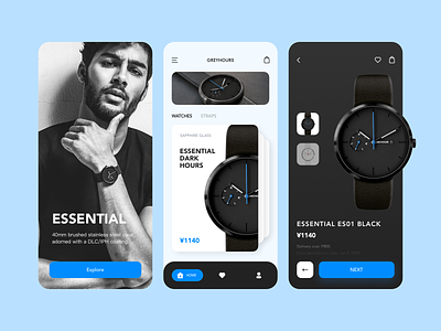 wtach shop app blue blue and white design discover illustration ios ios app logo mobile shopping ui ux watch discover page 品牌 应用 设计