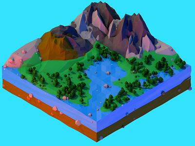 Island c4d cinema 4d isometric isopoly low poly