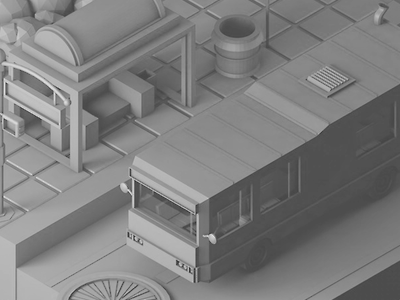 station c4d cinema 4d isometric isopoly low poly metro station