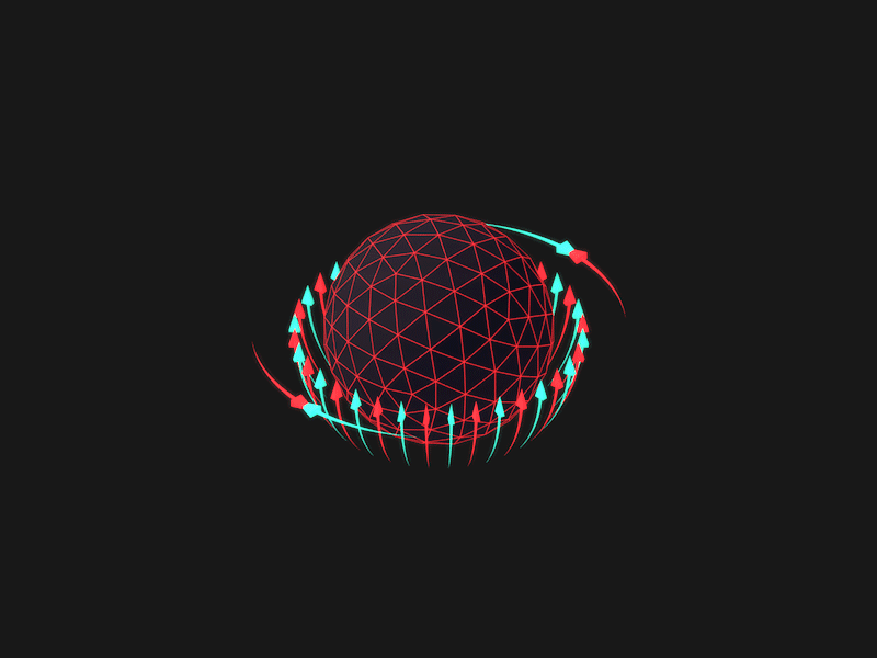 Revolution blue c4d gif isometric loop low poly red vs