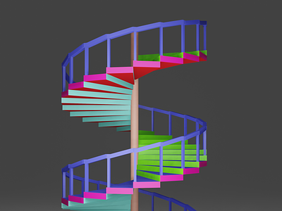 Low Poly Spiral Stairs
