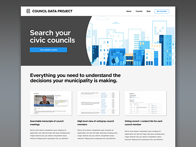 Home page for civic engagement tool