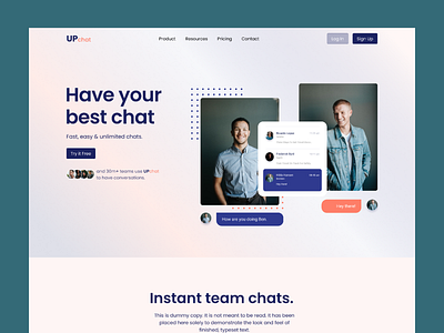 Upchat Chat Langing page branding chat app chat design chat website design inspiration landing page landing page design ui