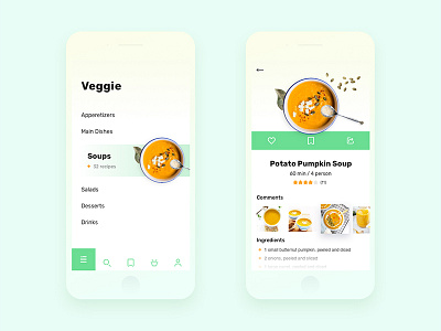 Veggie app clean concept ios mobile modern sketch ui ux