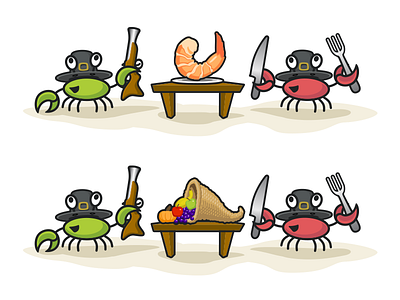 Circle Crab Thanksgiving Illustrations