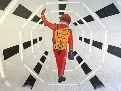 2001: A Space Odyssey Mural Progress 2001 acrylic kubrick mural