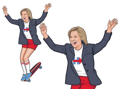 Hillary Hangs Ten Graphic election hillary clinton hillary hangs ten skateboard