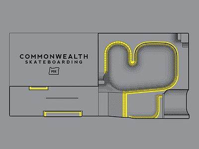 Commonwealth Skateboarding 2-Color Aerial View Graphic
