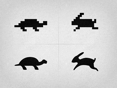 Kare revisited fast finder hare icon mac macintosh pixel rabbit redesign retro slow susan kare tortoise turtle vector