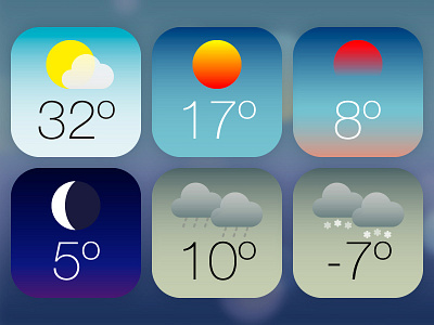 iOS 7 Weather Icons apple design flat icon illustration ios7 iphone live weather