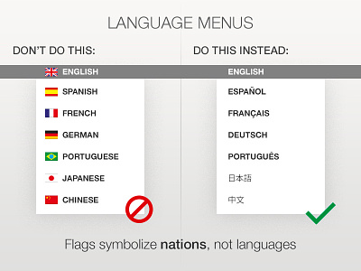 Language menus with flags... design error flags interface language menu nations