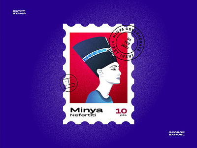 Minya Stamp illustration animation branding george samuel illustration illustrations landmark logo nefertiti noise queen stamp