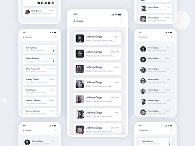 Chat App Design | Grizzly Mobile App Ui KIt adroid ui kit animation article design call chat app contacts dark mode free ui kit ios ui kit iphone mockup list messanger motion slide swipe ui kit ux design video call xd ui kit